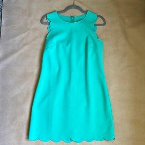 JCrew Scallop Shift Dress, Teal Size 6